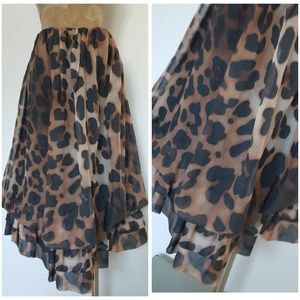 Zara Leopard Ruffle Silk Bubble Skirt Size Medium